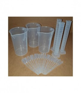 Kit de 3 vasos 3 tubos de ensayo 20 pipetas