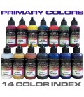 14 colores primarios Color Index para aerógrafo
