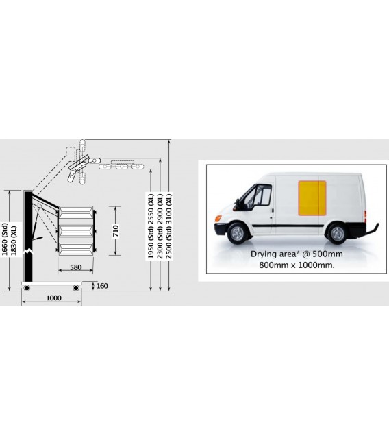 Lámpara infrarroja móvil carrocería 3000W – con brazo móvil y mando