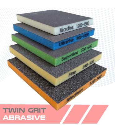 Esponjas abrasivas de espuma de doble cara TWIN GRIT – 5 granos de lijado