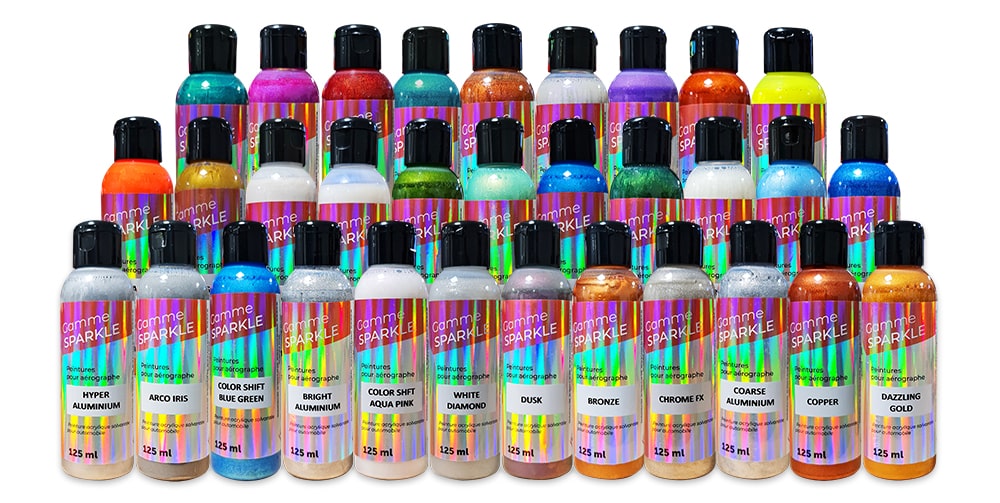 Colores multicolores de pinturas para aerografo SPARKLE