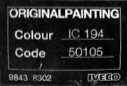 Código de color de coche IVECO - Pintura de coche IVECO